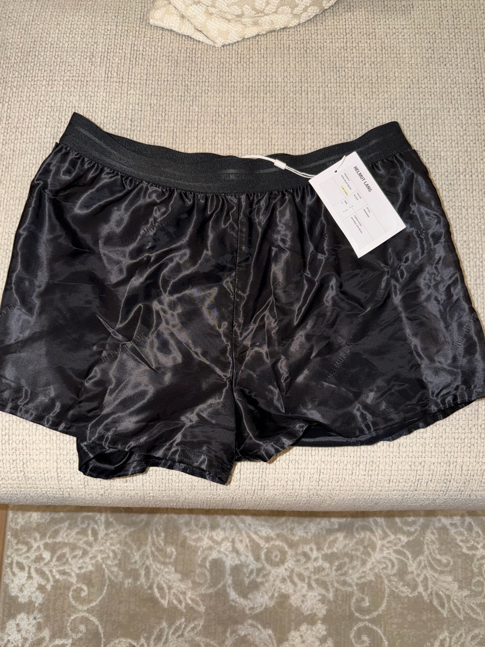 Helmut Lang Black Satin Athletic Shorts Size 4